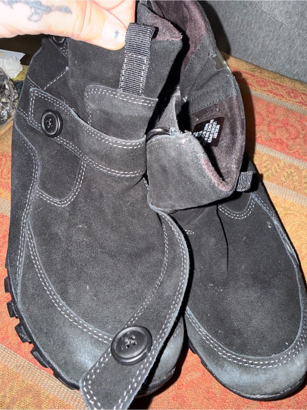 Bally Men's Black Suede Chukka Boots with Button Strap